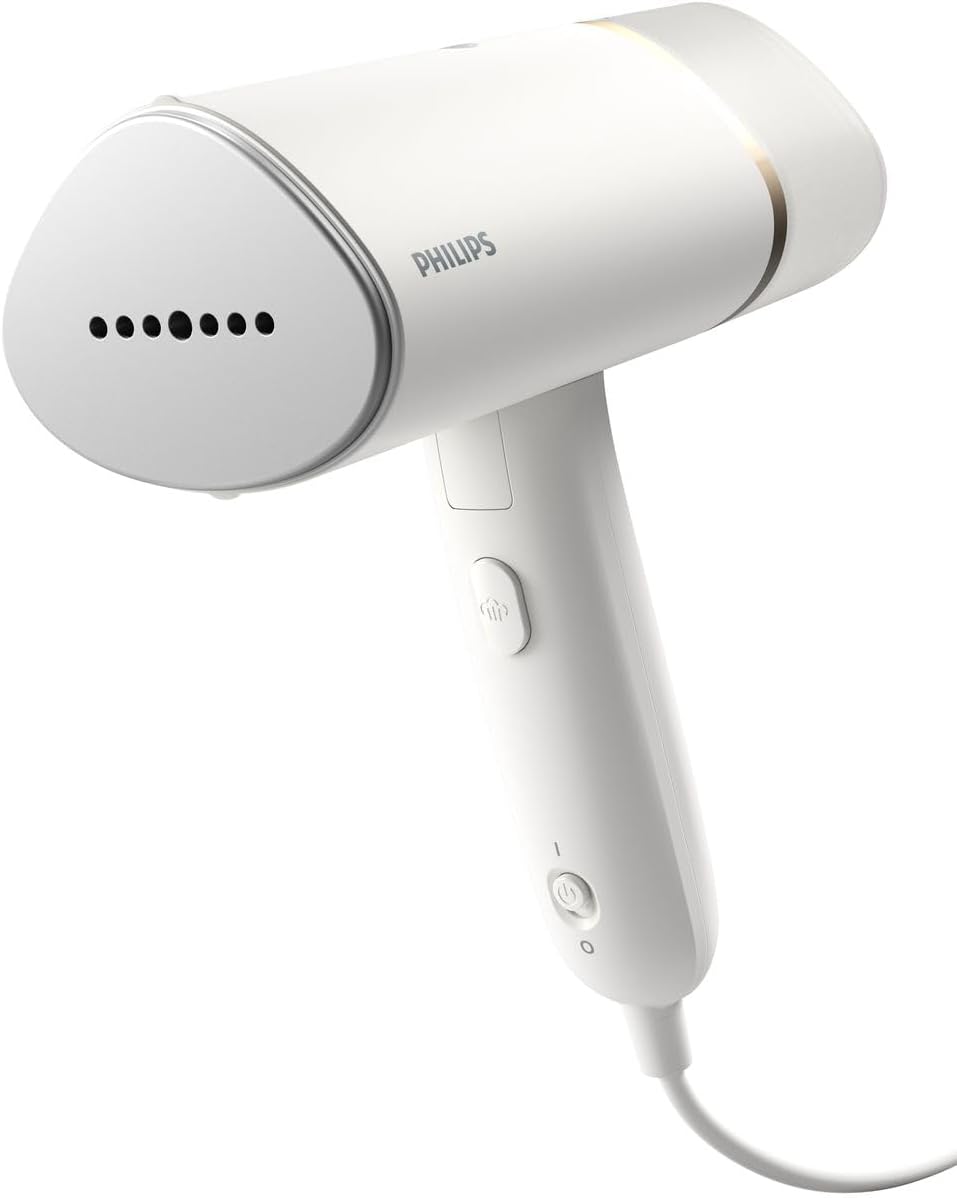Philips HandHeld Steamer 3000 Series - 1000W, Compact & Foldable, up to 20g/min, Ready to use in 30 Sec, No Ironing Board, White - STH3000/10