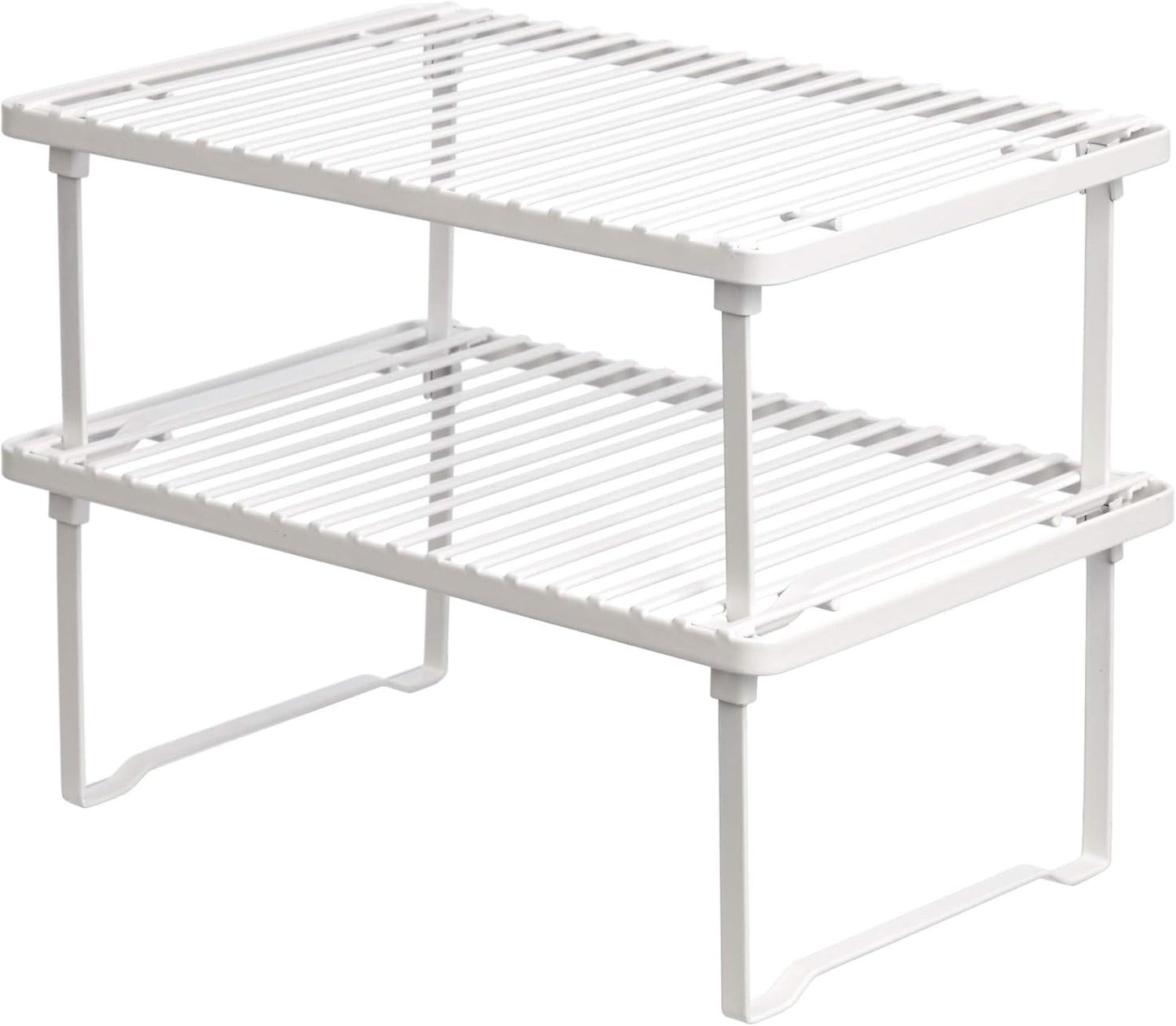 Amazon Basics Stackable Metal Kitchen Storage Shelves, Set of 2 - White, 31.75 CM L x 20.32 CM D x 11.43 CM H