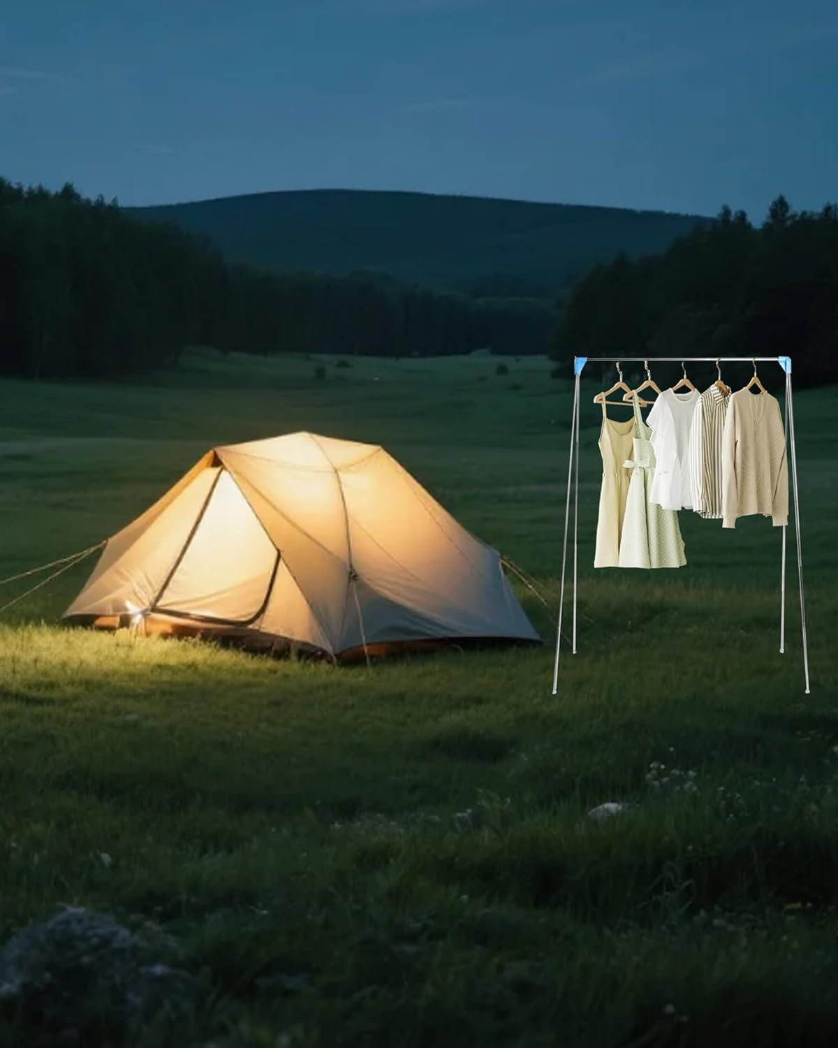 Ligtchser Portable Travel Garment Rack,Folding Clothes Rack for Dance,Travel,Camping, Drying,RV, Indoor,Outdoor. A Collapsible Mini Clothing Rack.