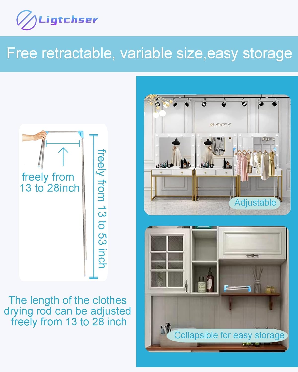 Ligtchser Portable Travel Garment Rack,Folding Clothes Rack for Dance,Travel,Camping, Drying,RV, Indoor,Outdoor. A Collapsible Mini Clothing Rack.