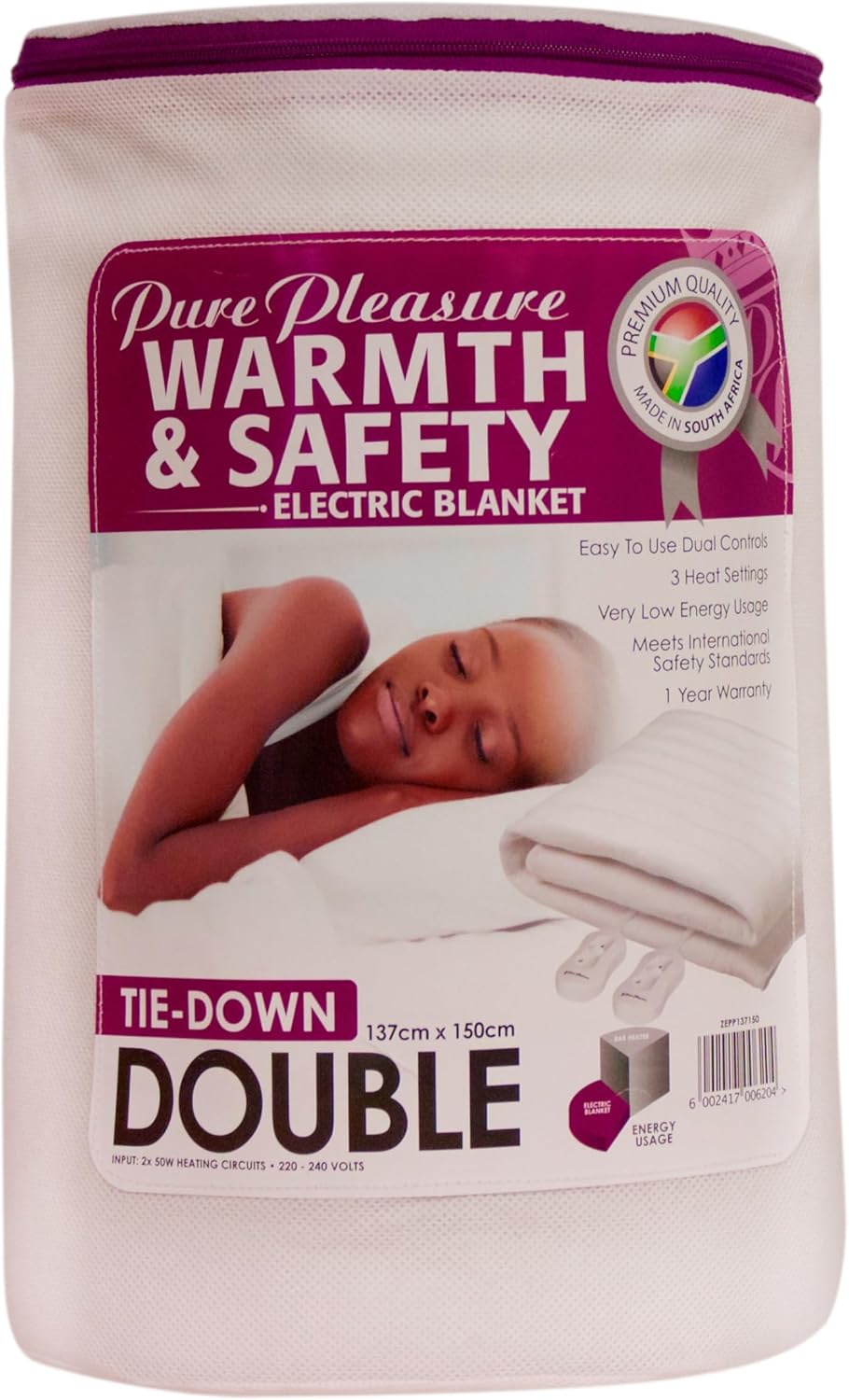 Pure Pleasure Tie Down Electric Blanket, Double Size