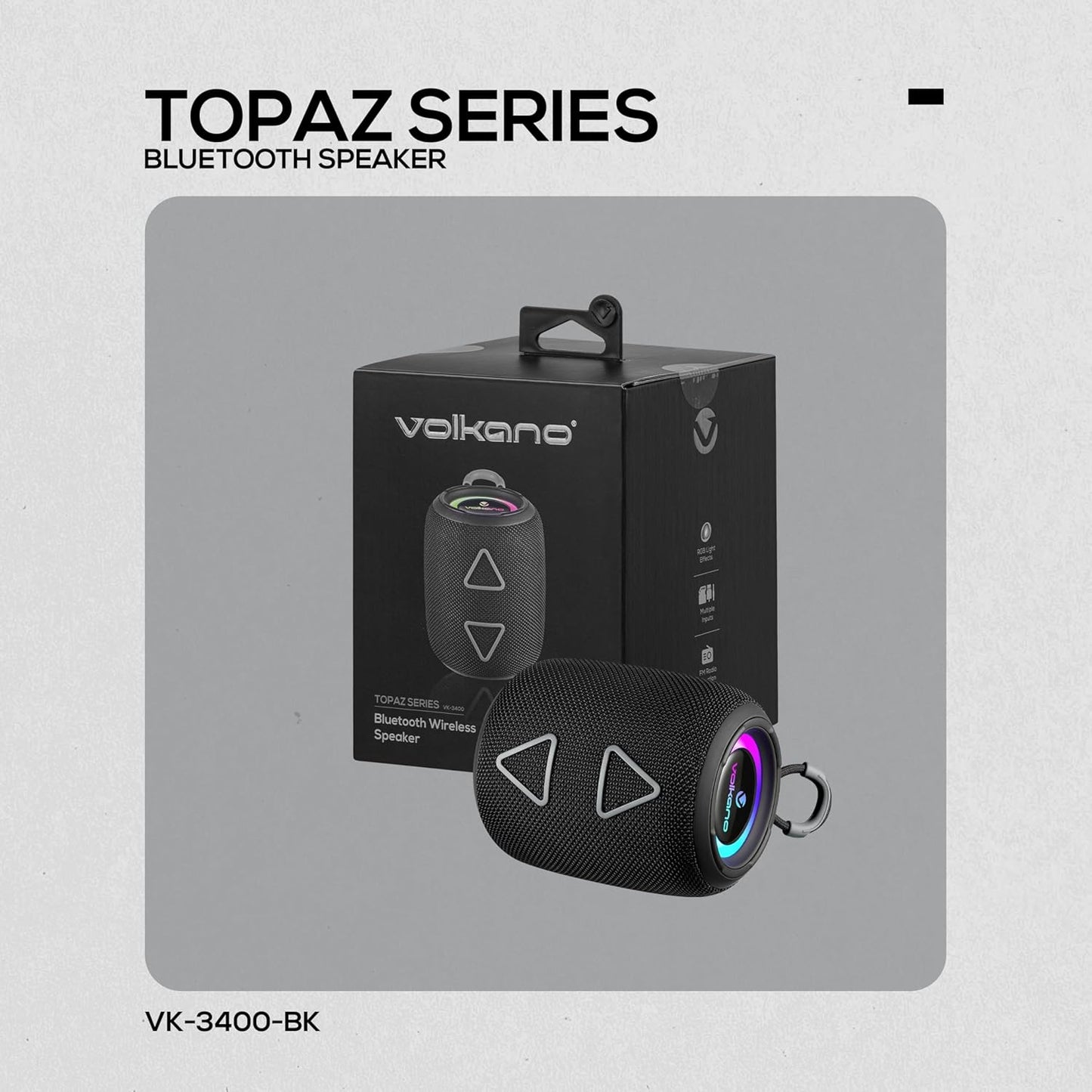 Volkano Topaz Series Bluetooth Speaker, Black