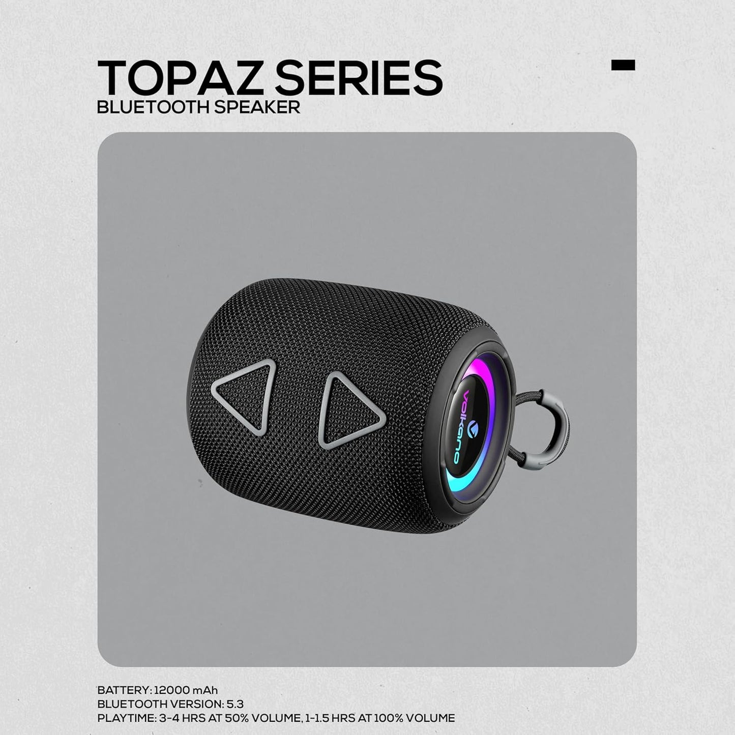 Volkano Topaz Series Bluetooth Speaker, Black