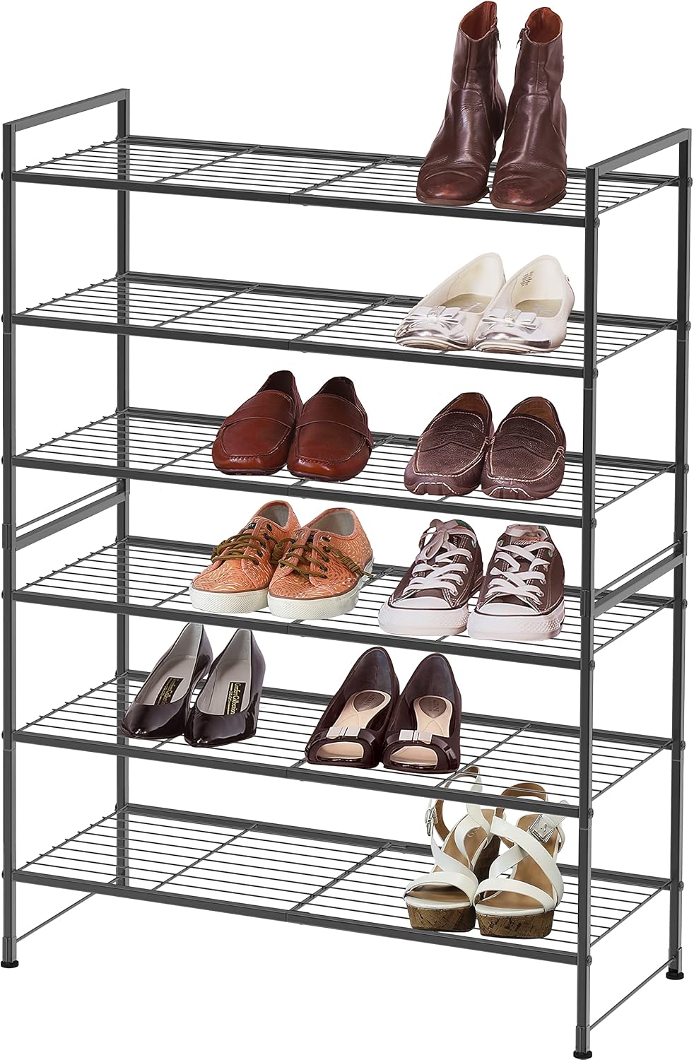 Simple Houseware 3-Tier Stackable Shoe Rack Storage Shelf, Black