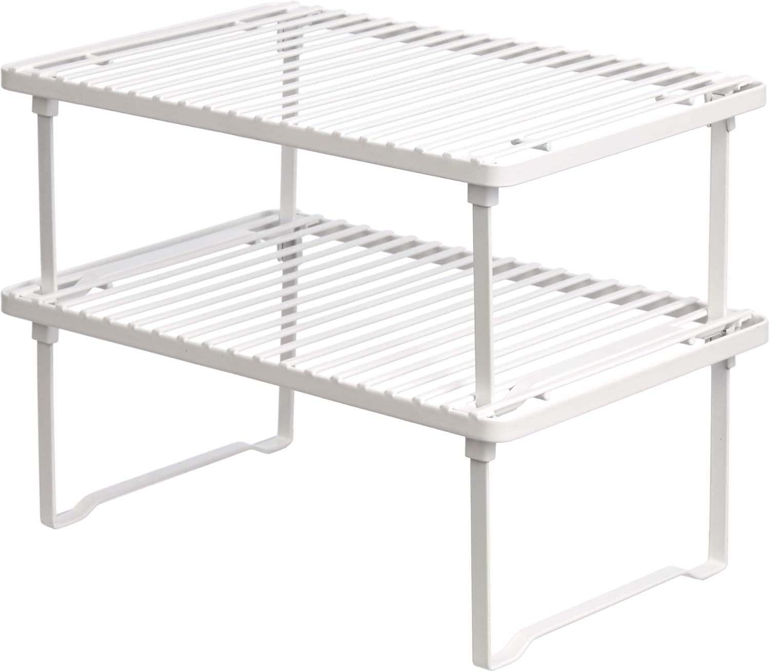 Amazon Basics Stackable Metal Kitchen Storage Shelves, Set of 2 - White, 31.75 CM L x 20.32 CM D x 11.43 CM H