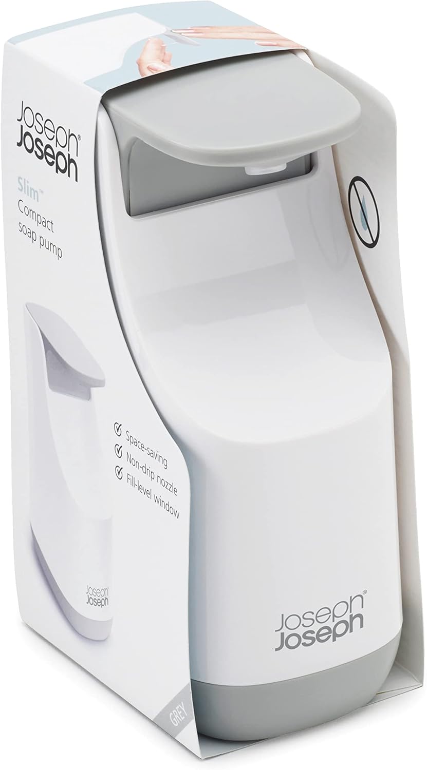 Joseph Joseph 70512 Slim Compact Soap Dispenser with Non-Drip Nozzle, Gray