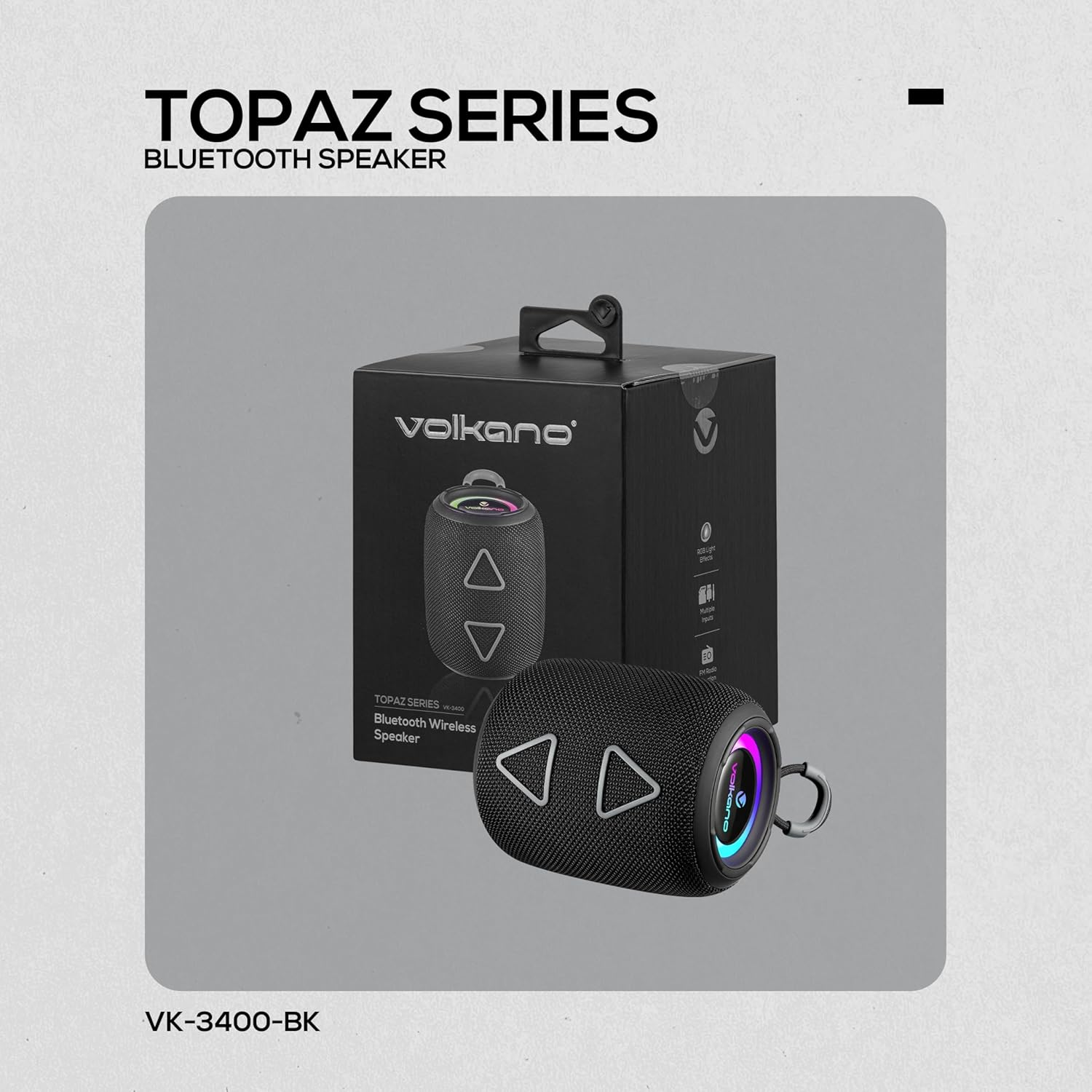 Volkano Topaz Series Bluetooth Speaker, Black
